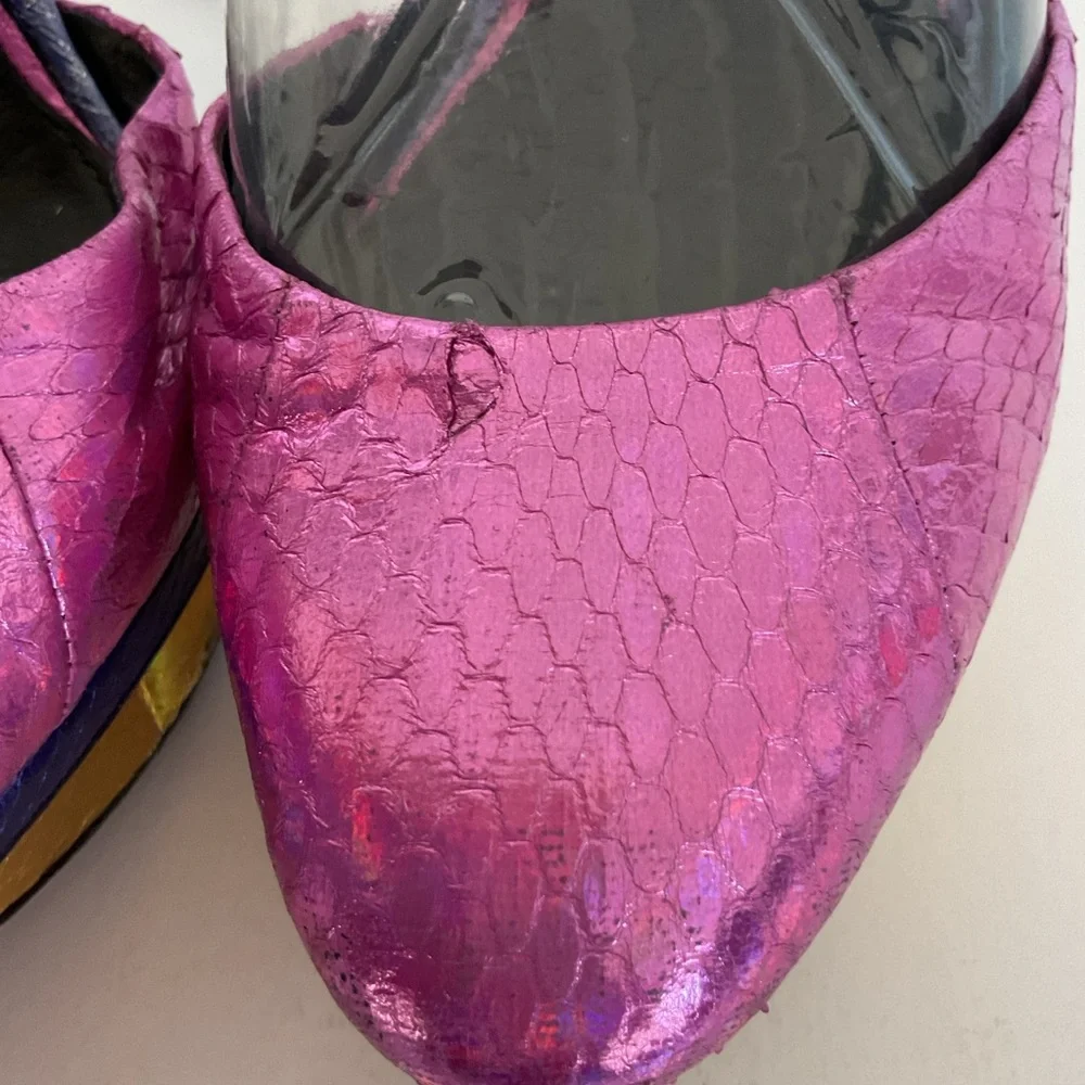 Brian Atwood Multicolored Leather Ankle Strap Platform Heels Size